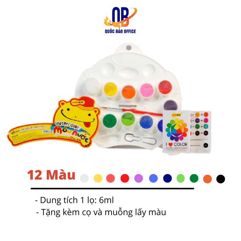 Màu nước Thiên long Colokit WACO-07 - 12 màu - 1 vỉ