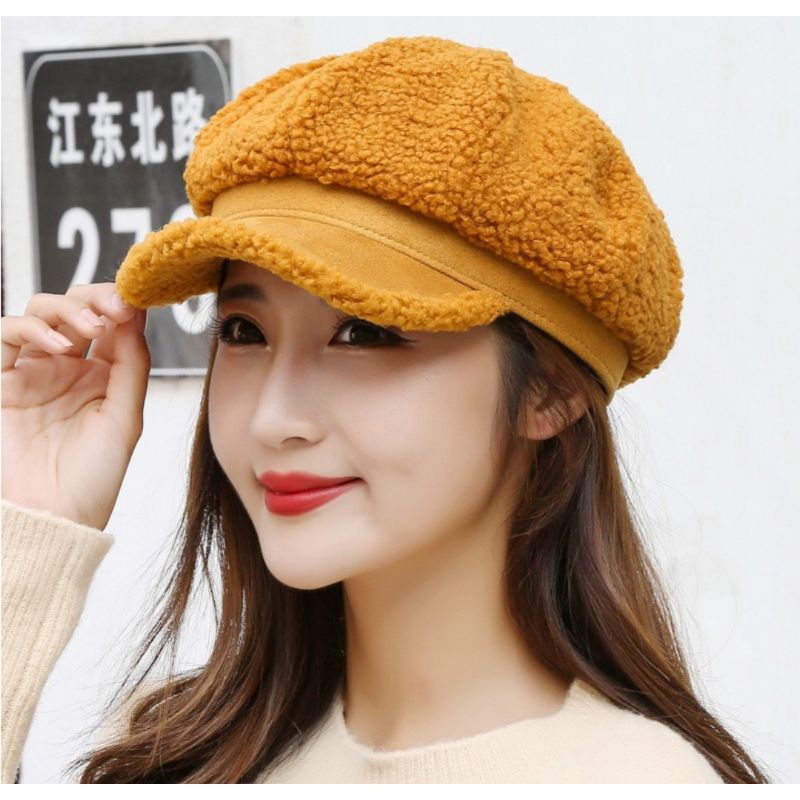 Mũ nồi beret nón len bere lông cừu 2 lớp thời trang Hàn Quốc