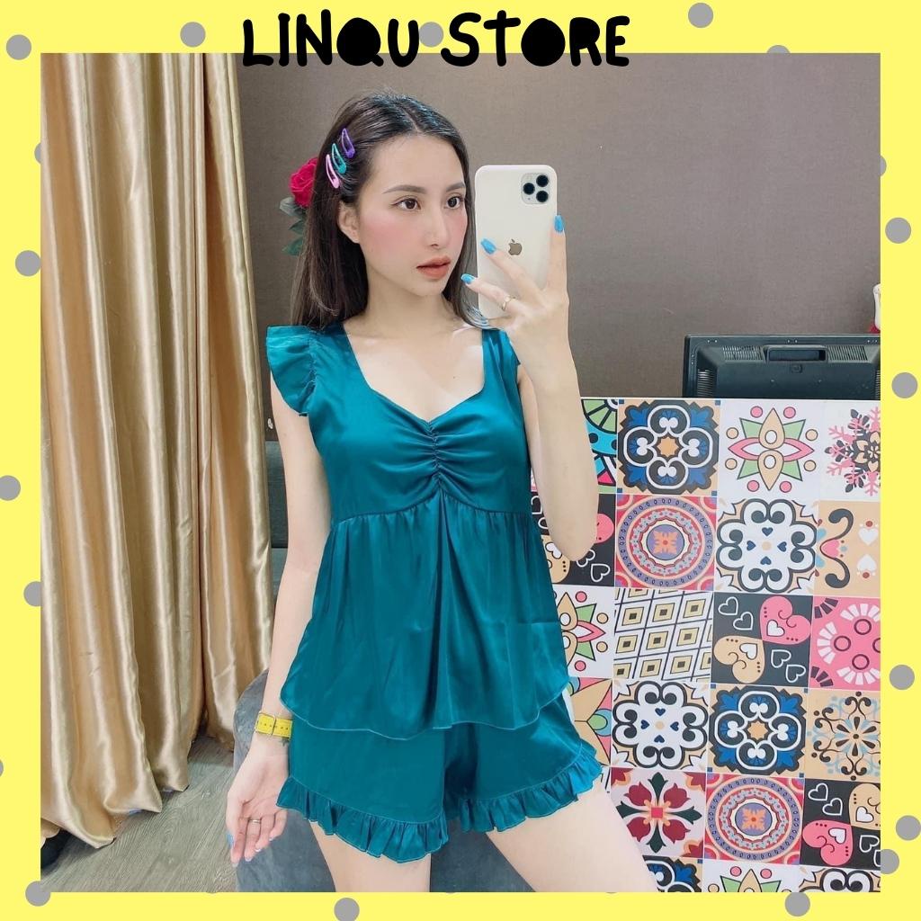 Đồ ngủ 2 dây sexy, đồ ngủ sexy lụa hàng Quảng Châu chất mềm mát Freesize - Linqu Sleepwear