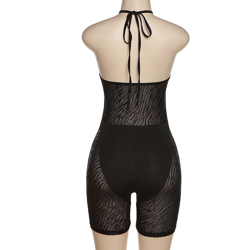 Áo Liền Quần Hở Lưng Họa Tiết Kẻ Sọc Phong Cách Đường Phố Quyến Rũ Cho Nữ