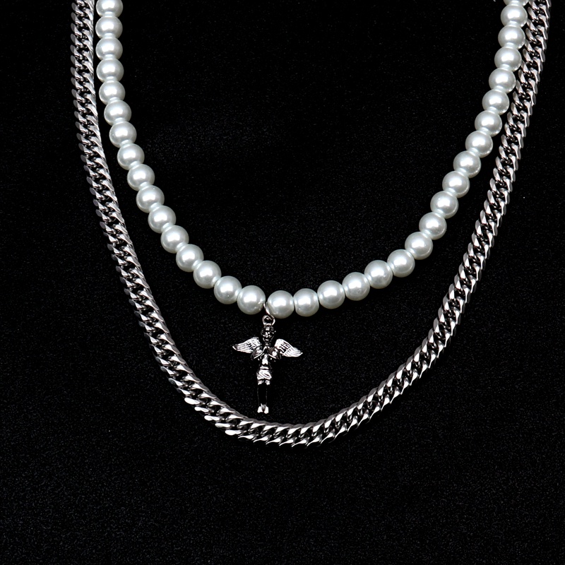 Dây Chuyền Nam MAS 2 Dây Thiên Thần Loki Accessories - Vòng Cổ Hình Chữ Thập Thép Titan Không Gỉ - MAS