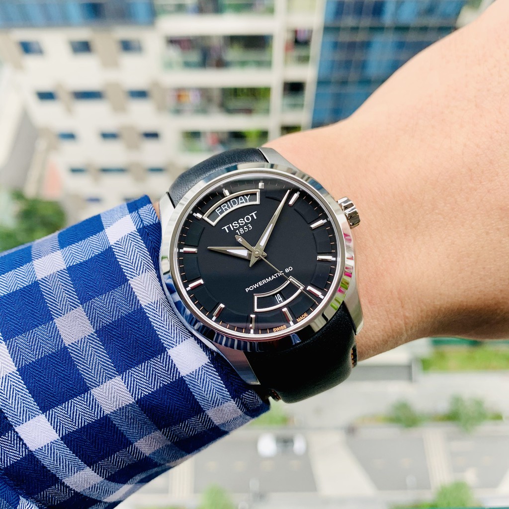 Đồng hồ nam chính hãng Tissot Couturier DayDate Black - T035.407.16.051.03 - máy cơ tự động - Kính Sapphire