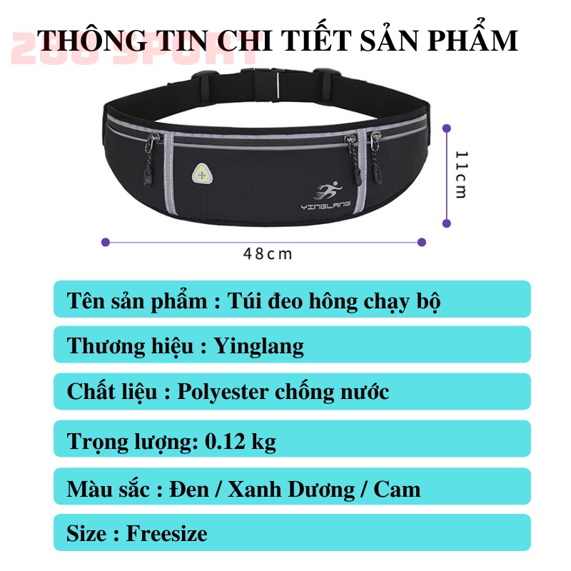 Túi chạy bộ nam nữ, túi đeo hông YINGLANG đai chạy bộ có ngăn đựng nước chống nước phản quang