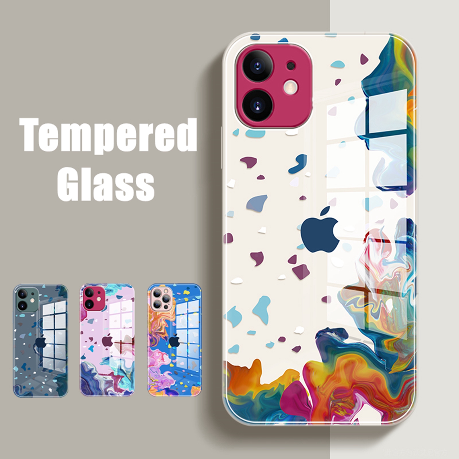 Ốp Lưng Kính Cường Lực Chống Sốc Viền Màu Cho Iphone 12 11 Pro Max 7 / 8 Plus Se 2020 X Xs Max Xr | BigBuy360 - bigbuy360.vn