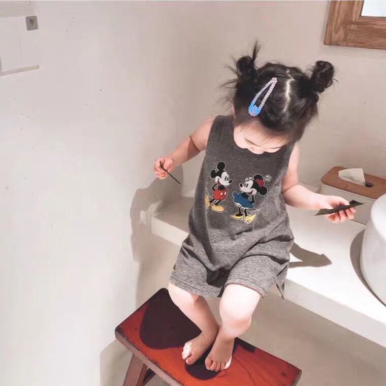 Đầm in hình chuột Mickey/Minnie 90-130cm cho bé gái