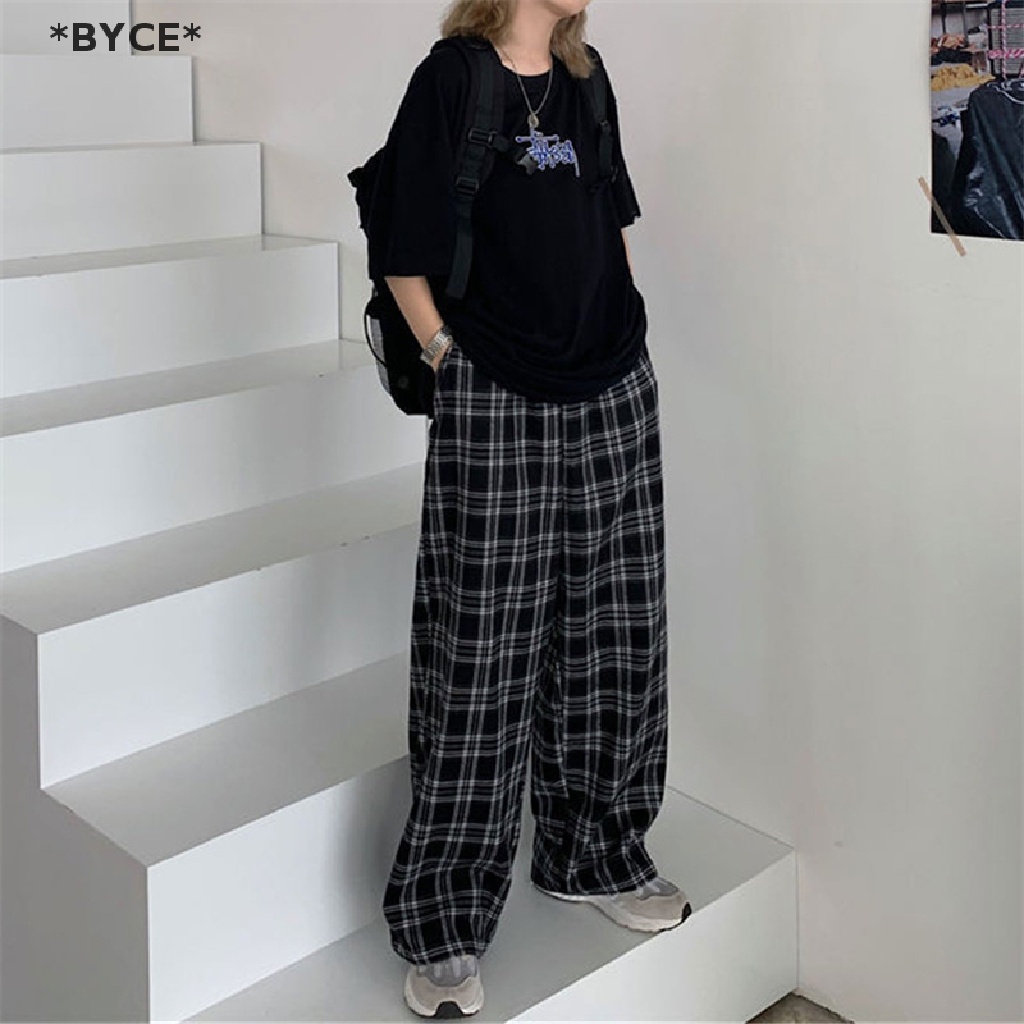 Quần Ống Rộng Lưng Cao Họa Tiết Kẻ Sọc [BYCE] [BYCE]