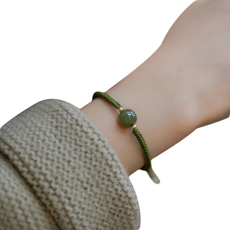 Vòng Tay Chuỗi Hạt Đá Ngọc Bích 6mm Phong Cách Cổ Điển Cho Nữ