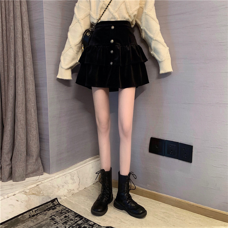 Chân Váy Nhung Dáng Chữ A Lưng Cao Xinh Xắn Theo Phong Cách Thu Đông Hàn Quốc 2020 | BigBuy360 - bigbuy360.vn