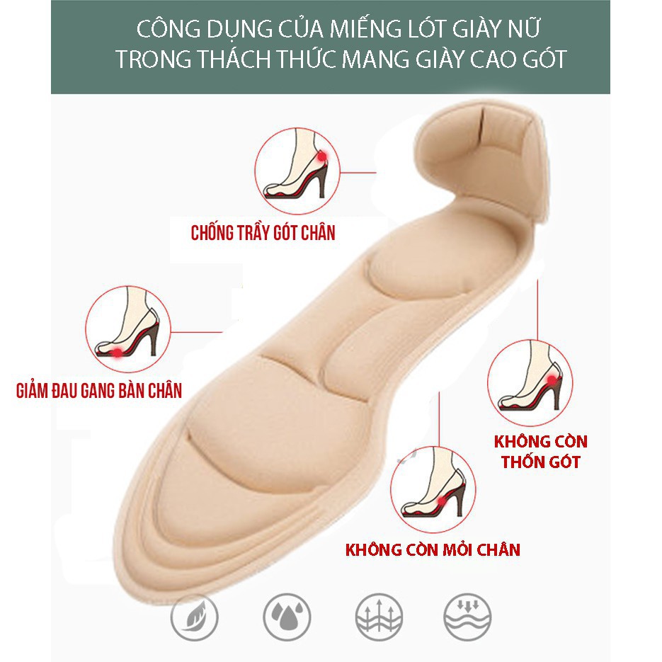 RẺ VÔ ĐỊCH LẺ=SỈ Miếng lót giày cao gót chống rộng giảm size chống đau chân massage êm chân từ gót đến mũi chân