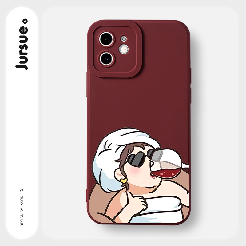 Ốp lưng JURSUE hoạt hình cặp đôi dễ thương đẹp cho iPhone 13 12 11 Pro Max SE 2020 X XR XS 8 7 6S 6 Plus kute Y2002