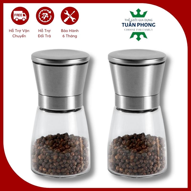 Hũ Xay Tiêu Viền Inox 304.Lọ Xay Tiêu Cầm Tay Nhỏ Gọn Và Tiện Dụng