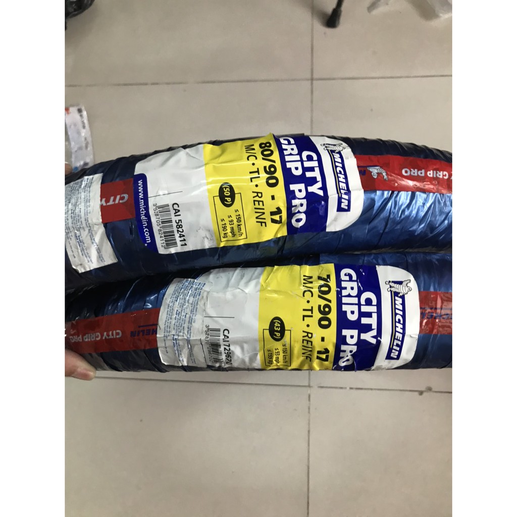 VỎ LỐP MICHELIN CITY GRIP PRO 70+80/90-17 CHÍNH HÃNG KHÔNG RUỘT-SĂM