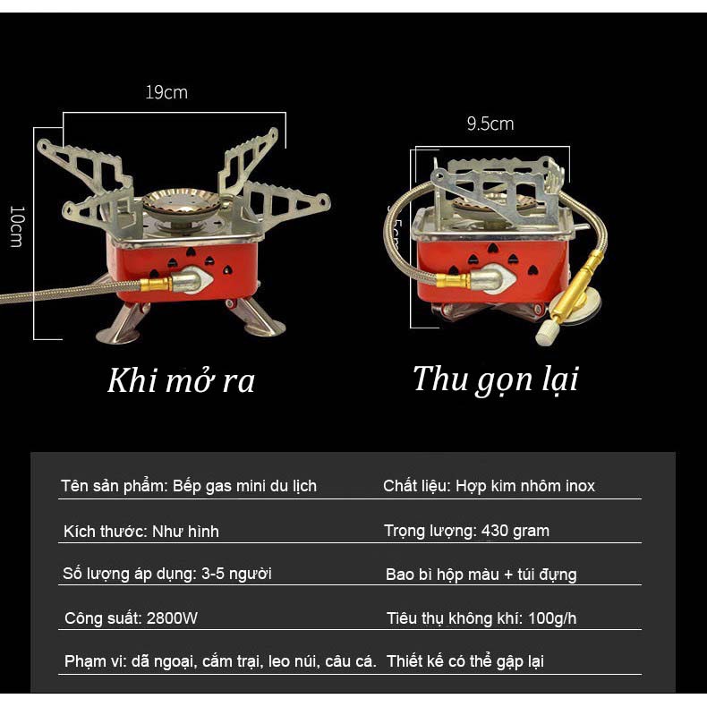 BẾP GA MINI Kèm Đầu Chuyển Bếp Ga Du Lịch Dã Ngoại Cắm Trại Leo Núi NHỎ GỌN XẾP GỌN ĐƯỢC Tiện Lợi,An Toàn