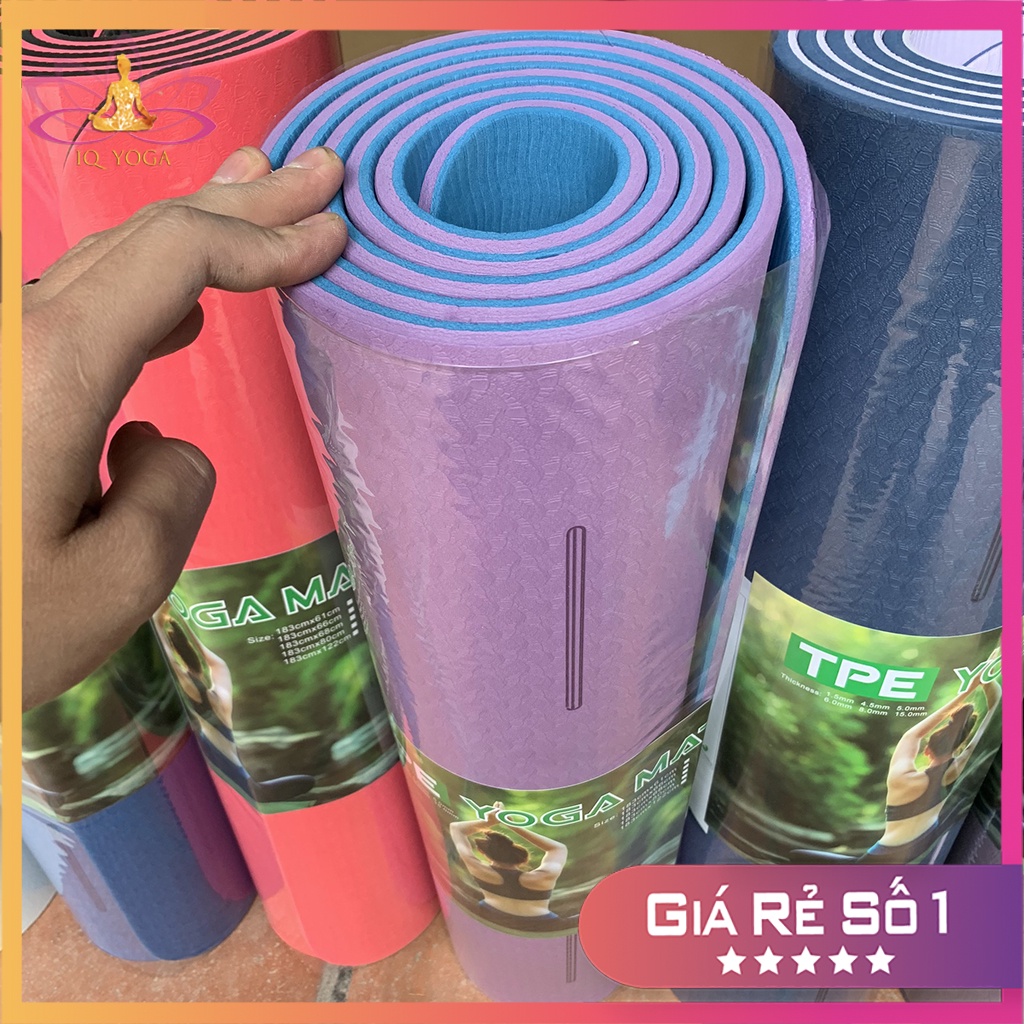 Thảm tập yoga định tuyến TPE 8mm 2 lớp có vân chống trơn trượt