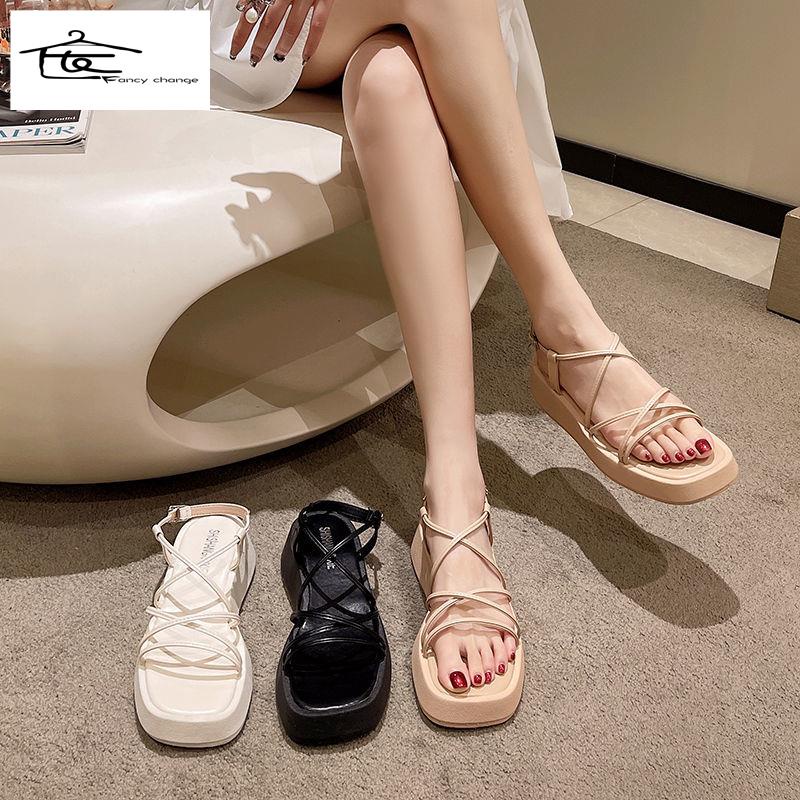 Giày Sandal Đế Dày Quai Chéo Hở Ngón Thời Trang Mùa Hè Dành Cho Nữ