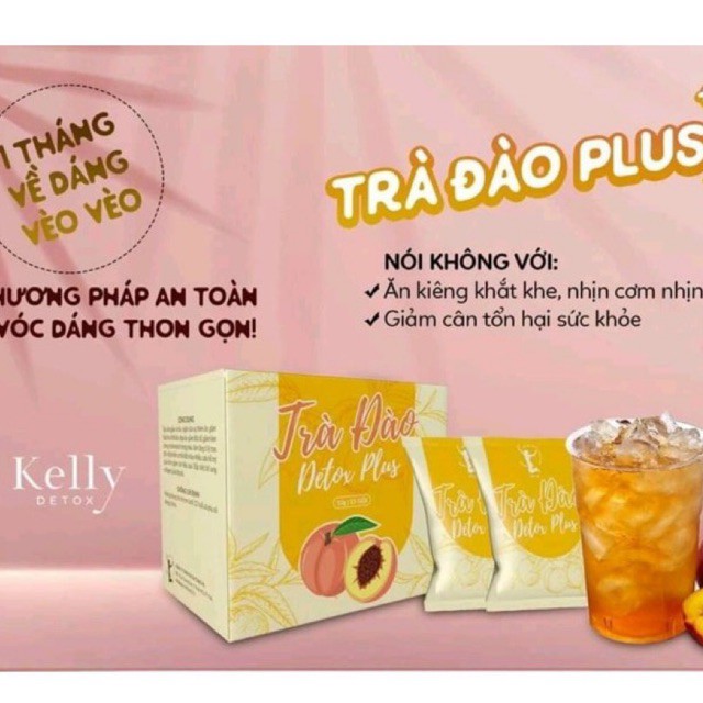 Trà đào giảm cân kelly detox plus chính hãng