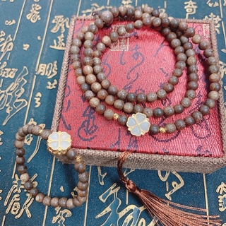 Chuỗi Trầm Tốc 6ly 8ly Mix charm cả 4 Lá Bạc xi Vàng Tặng kèm hộp gấm cao cấp