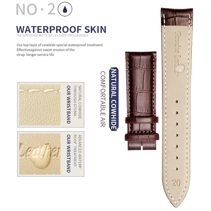 Dây Da Đồng Hồ Nam Cao Cấp Chốt Thông Minh Cực Mềm Nhiều Size Lựa Chọn