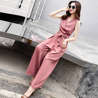 Quần ống rộng một mảnh  phong cách mới năm 2021  thời trang giản dị  ôm vừa vặn cổ chữ V  suit tất