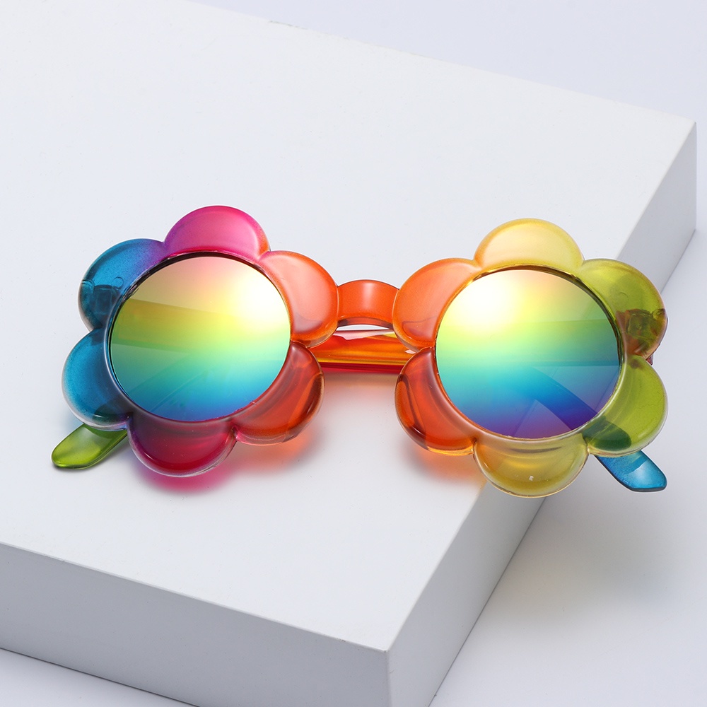 Kính Mát Gọng Tròn Hình Bông Hoa Nhiều Màu Dễ Thương Cho Bé