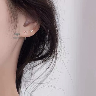 Khuyên tai bạc TLEE tim rỗng dáng cài basic TLEE JEWELRY B0165