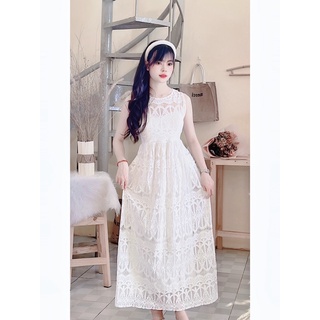 Đầm maxi ren dày dặn