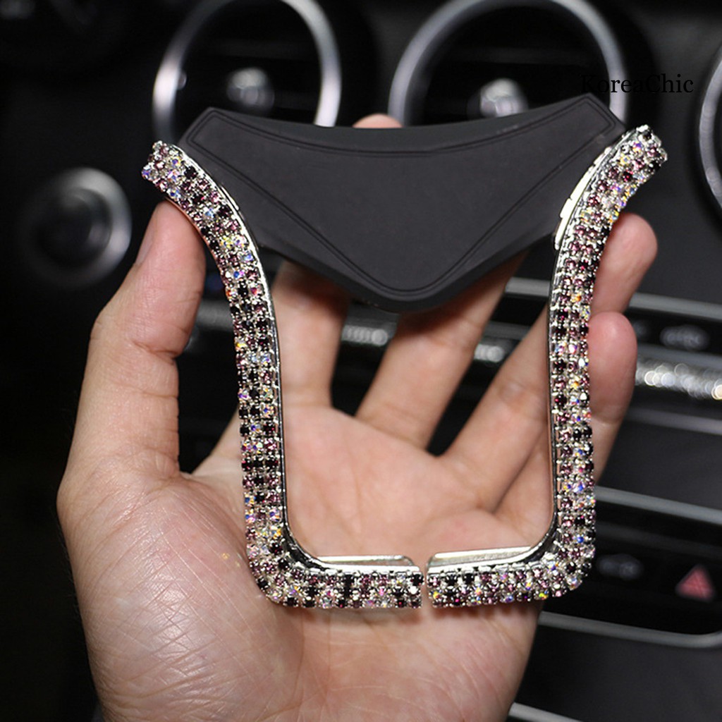 Giá đỡ điện thoại gắn lỗ thông gió trên xe hơi kiểu dáng đính kim cương nhân tạo lấp lánh | BigBuy360 - bigbuy360.vn