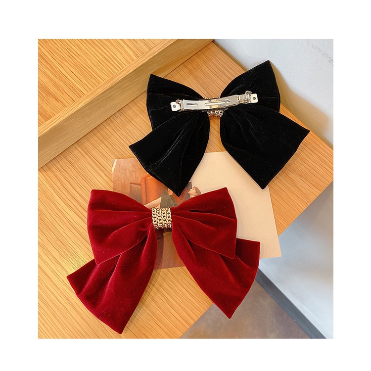 Kẹp tóc đính nơ vải nhung lớn xinh xắn thời trang