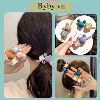 Dây buộc tóc co giãn nhiều màu tiểu thư hình gấu xinh xắn