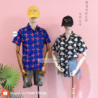 [Yeah1Shop]- Áo sơ mi hoạt hình cá mập/ cá voi (M, L,XL) (SMHH)