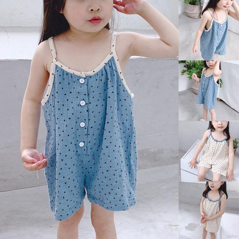 Jumpsuit Sát Nách Hoạ Tiết Chấm Bi Xinh Xắn Cho Bé Gái