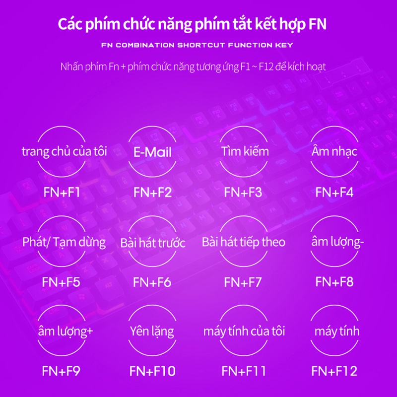 Bộ Bàn Phím Kèm Chuột Gaming TF200 Có Dây,  Phong Cách Hiện Đại, Ấn Tượng LED Nhiều Màu - Bảo hành