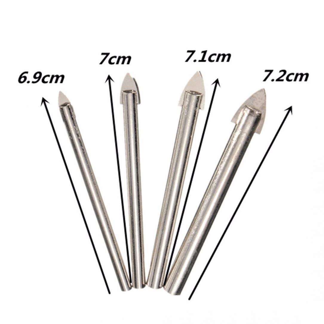 Set 4 Mũi Khoan Đầu Tam Giác Bằng Bạc Kích Thước 4 / 6 / 8 / 10mm