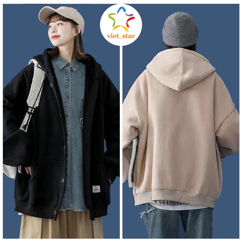▩☃✣Áo KHOÁC NÚT Ulzzang Unisex nỉ cài cúc nam nữ - VIETSTAR