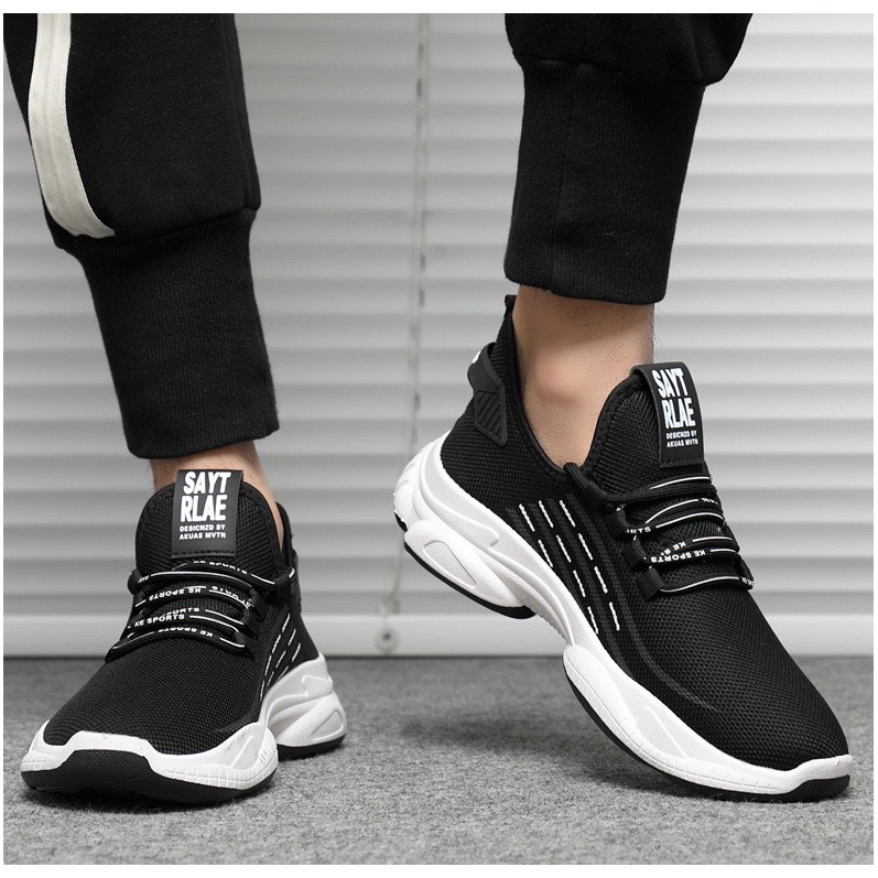 [Mã FAMAYMA2 giảm 10K đơn 50K] Giày nam thoáng khí Saytlea đen đế trắng kiểu dáng mới | BigBuy360 - bigbuy360.vn