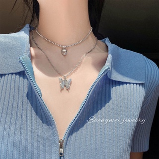Vòng cổ nhiều lớp mặt hình bướm thời trang 2021 cho nữ