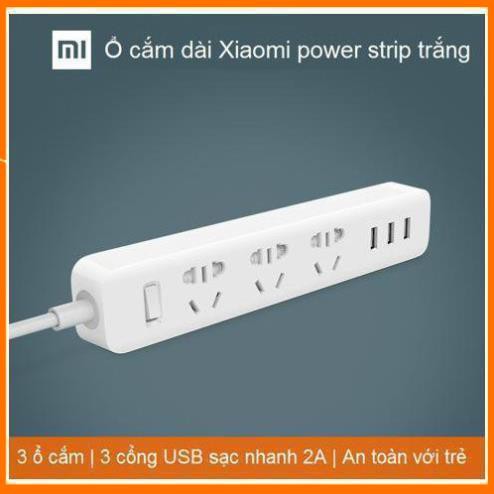 Ổ cắm Xiaomi power trắng 3USB 1.8M - Ổ điện Xiaomi Mi Power Strip Vinachi Trắng 3 Cổng USB Dây Dài 1,8m