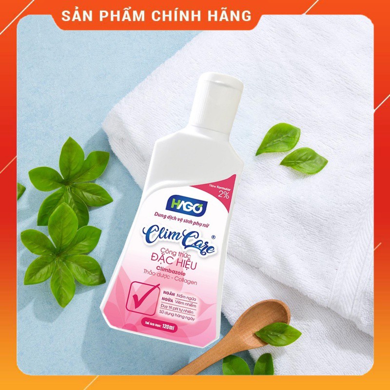 Dung dịch vệ sinh phụ khoa hỗ trợ viêm âm đạo, nấm ngứa vùng kín CLIMCARE chai 120ml - HAGO chính hãng