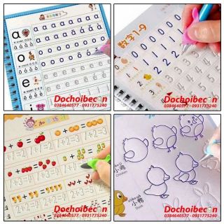 Bộ 3 tập tô học đồ chữ, số, hình vẽ thần kì