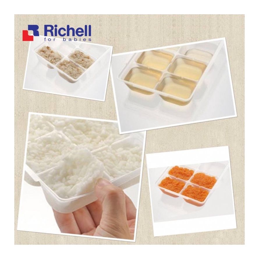 Khay trữ đông 15ml Richell RC49070 Hàng Nhật chất liệu nhựa PP cao cấp an toàn cho bé, có nắp đậy đi kèm