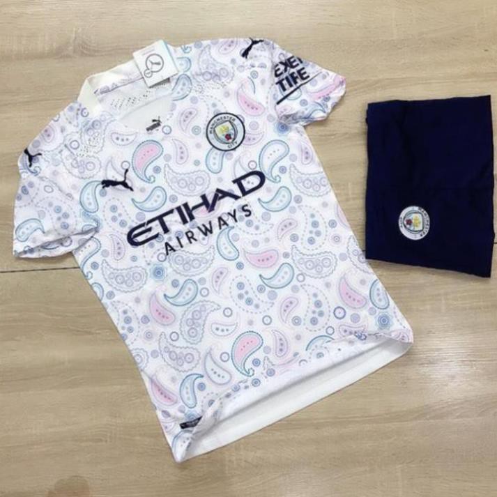 Áo Đá Banh Đẹp Mancity Trắng Hồng Vải Thái Gai Lưới Cực Mát - Đặt Áo Bóng Đá PP bởi Be Happy Sport 💕  ྇  ྇