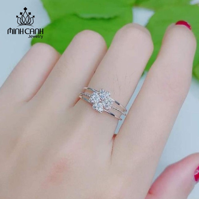 Nhẫn Ghép Cỏ 4 Lá Đính Đá Mua 1 Được 3 Dạng Hở Freesize - Minh Canh Jewelry