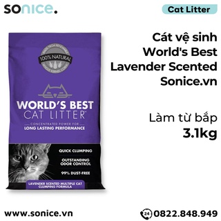 Cát vệ sinh world's best lavender scented 3.1kg - làm từ bắp - corn cat litter sonice.
