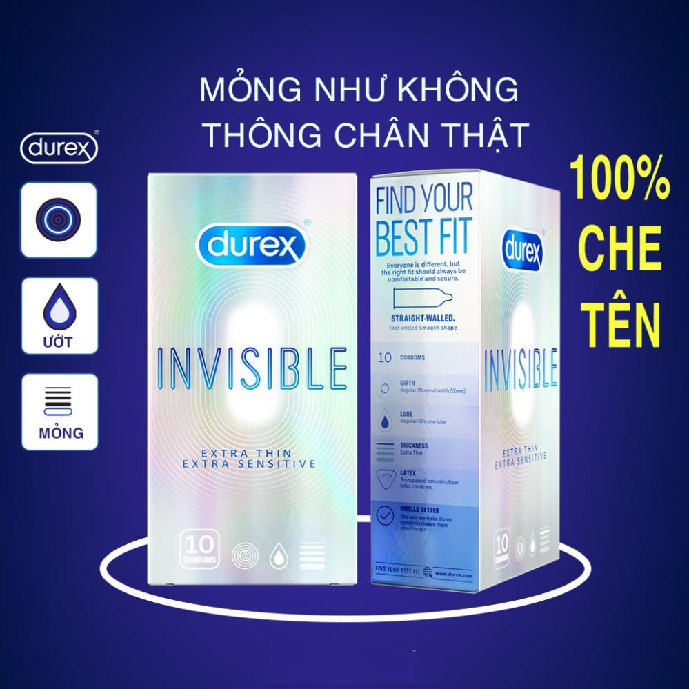 (siêu mỏng và gân gai) COMBO 2 hộp Durex Pleasuremax 12 bao & Bao cao su siêu mỏng Durex Invisible Extra Thin 10 bao.