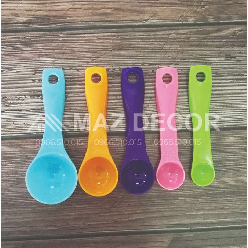 Bộ 5 thìa muỗng đong định lượng nhiều màu sắc nhựa chuẩn từng gam làm bánh bột pha chế