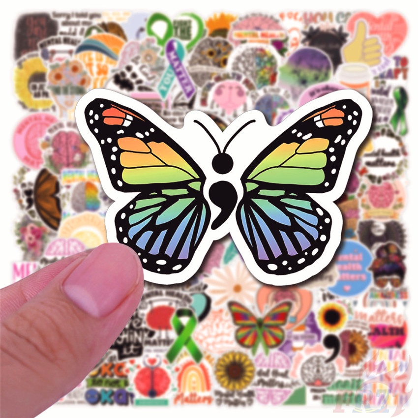 Bộ 100 Cái/Bộ ❉ Miếng Dán Nhận Thức Sức Khỏe Tâm Thần Slang Series A ❉ Miếng Dán Trang Trí Vali Laptop Ván Trượt DIY Thời Trang