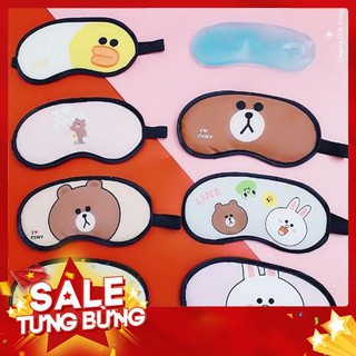 Bịt Mắt Ngủ Gấu LINE - Bịt Mắt Ngủ Hoạt Hình Loại Xịn Kèm Túi Nước Mát Dưỡng Mắt Ngủ - Qùa lưu niệm