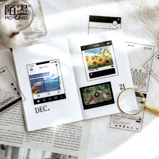 Sticker hình dán khung ảnh trong suốt đen trắng