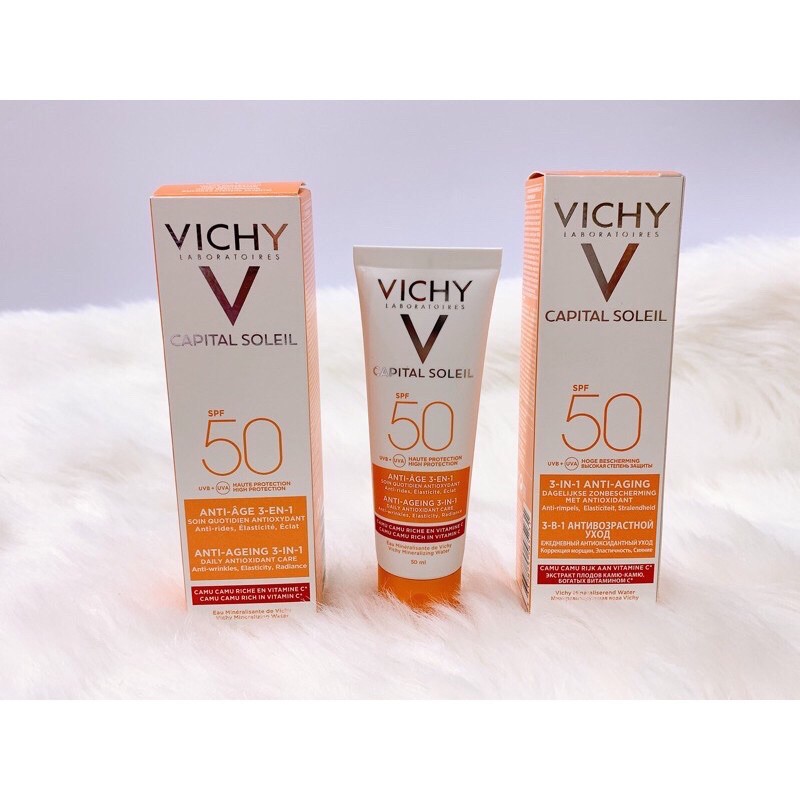 Kem Chống Nắng Vichy ❤️Freeship❤️ Chống Lão Hoá -dành cho da nhạy cảm Ideal Soleil Anti Age SPF50+ MB055000 (50ml)