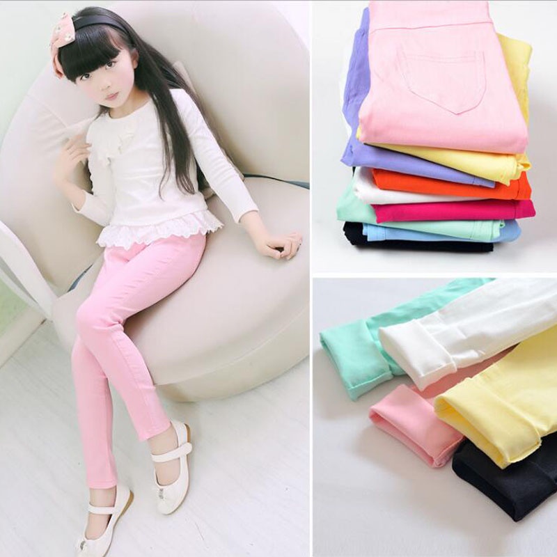 Quần Legging Cotton Màu Sắc Kẹo Ngọt Dành Cho Bé 3-10 Tuổi